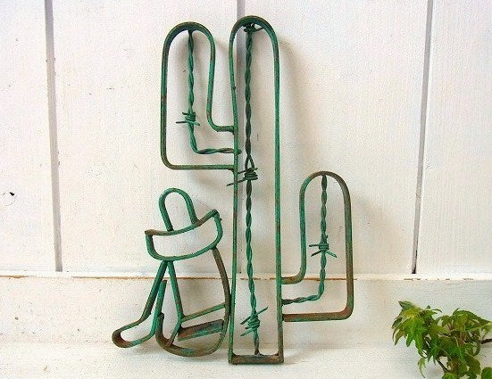 サボテン型・アイアン製・ヴィンテージ・壁飾り/ウォールデコ USA