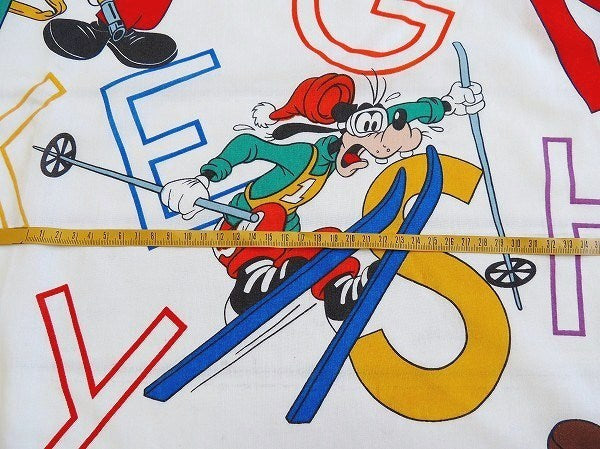 【ミッキー&フレンズ】アルファベット柄・ヴィンテージ・フラットシーツ(1/2) USA
