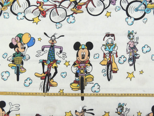 【ミッキー&フレンズ】自転車/サイクリング柄・ヴィンテージ・ユーズドシーツ(ボックスタイプ)USA