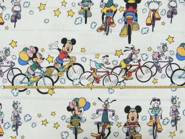 【ミッキー&フレンズ】自転車/サイクリング柄・ヴィンテージ・ユーズドシーツ(ボックスタイプ)USA