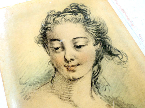 フランソワ・ブーシェ・フランス画家・頭部習作・美人 女性 アンティーク・ウッドボックス 木箱・ケース