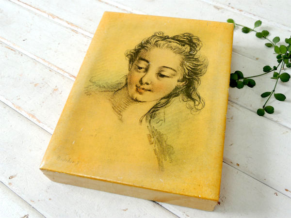 フランソワ・ブーシェ・フランス画家・頭部習作・美人 女性 アンティーク・ウッドボックス 木箱・ケース