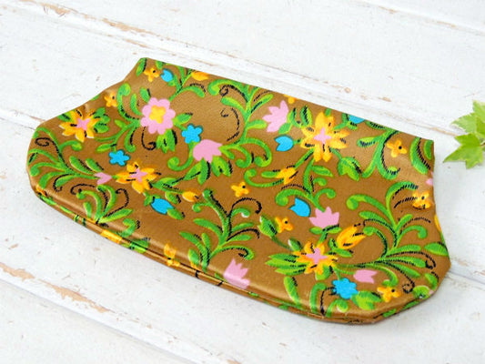 レトロな花柄・デッドストック・ヴィンテージ・ポーチ・メイクポーチ・コインポーチ・小銭入れ・化粧ポーチ