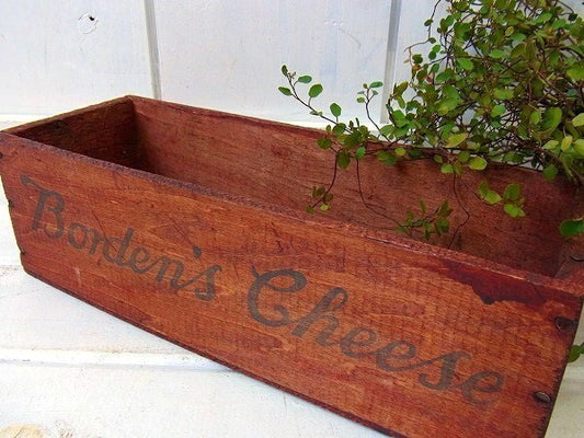 【Borden】ボーデンチーズ・木製・アンティーク・チーズボックス　USA