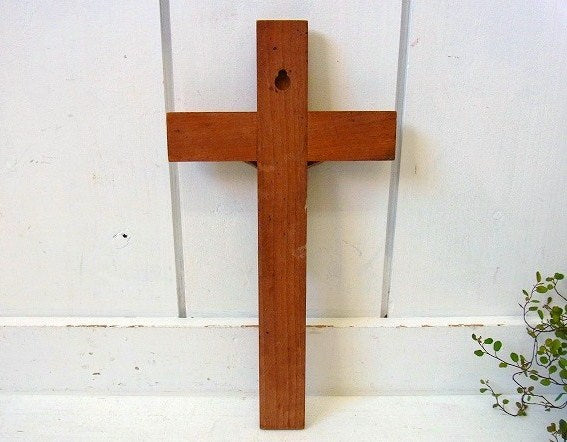 木製・壁掛けアンティーク・クロス・十字架/キリスト 　USA