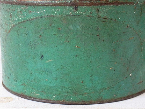 緑色のシャビーなアンティーク・ティン缶/ブリキ缶 USA
