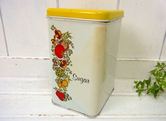 【CHEINCO社】Sugar・ベジタブル柄・ティン製・アンティーク・キャニスター/ティン缶 USA