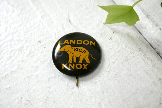 1930's~LANDON KNOX エレファント 共和党 政治家 ・ヴィンテージ・缶バッジ・US