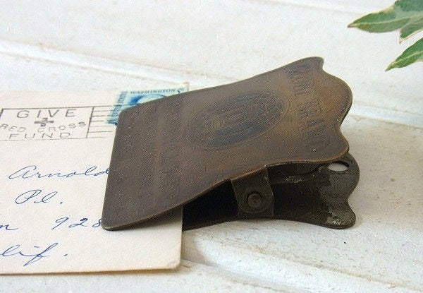 真鍮製・ノベルティ・アンティーク・OLDクリップ/ペーパークリップ USA