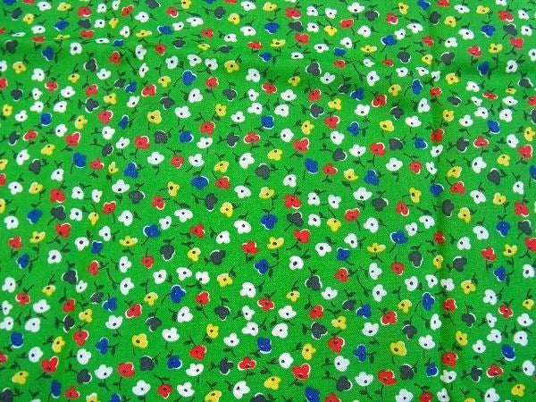 グリーン・小花柄・デッドストック・ヴィンテージ・ファブリック/生地　USA