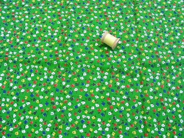 グリーン・小花柄・デッドストック・ヴィンテージ・ファブリック/生地　USA