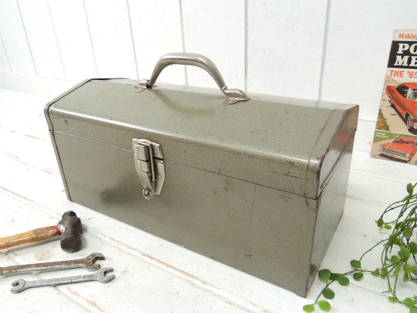 ゴールドトーン・メタル製・2段式・ヴィンテージ・ツールボックス・ツールケース・工具箱・道具箱