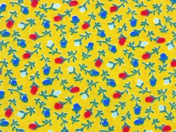 イエロー・小花柄・デッドストック・ヴィンテージ・ファブリック/生地　USA