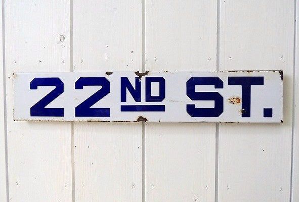 【22ND ST.】ホーロー製・ヴィンテージ・ストリートサイン/街路サイン/看板 USA