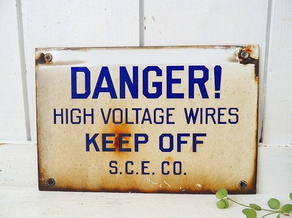 【DANGER/カリフォルニア】ホーロー製・ヴィンテージ・両面サインプレート/看板 USA