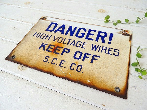 【DANGER/カリフォルニア】ホーロー製・ヴィンテージ・両面サインプレート/看板 USA