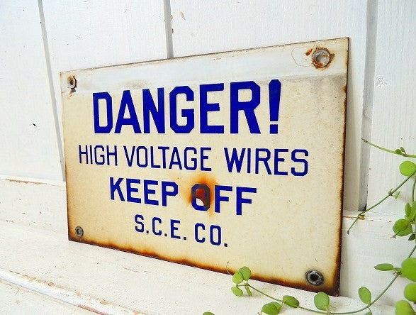 【DANGER/カリフォルニア】ホーロー製・ヴィンテージ・両面サインプレート/看板 USA