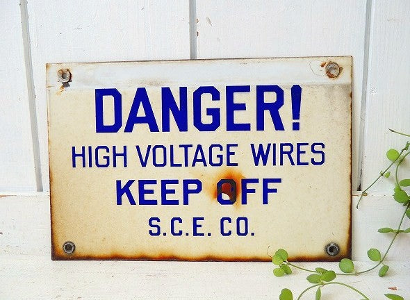 【DANGER/カリフォルニア】ホーロー製・ヴィンテージ・両面サインプレート/看板 USA