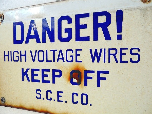 【DANGER/カリフォルニア】ホーロー製・ヴィンテージ・両面サインプレート/看板 USA