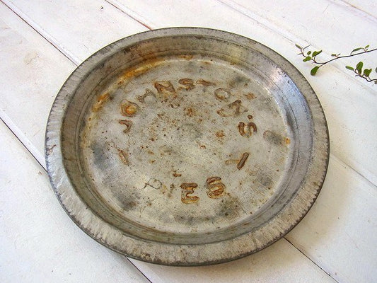【JOHNSTON’S-PIES】ティン製・アンティーク・パイ皿/パイプレート　USA