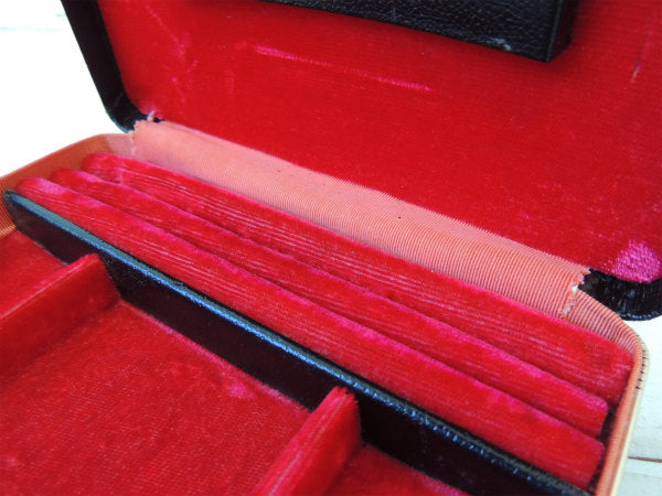 ブラック×レッドカラー メンズ ヴィンテージ・ジュエリーケース 宝石箱 ジュエリーボックス タイピン