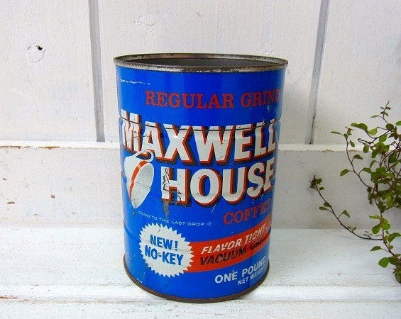 【MAXWELL　HOUSE】ブリキ製・ヴィンテージ・コーヒー缶 USA