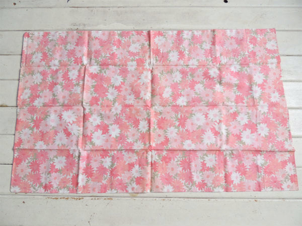 【Wamsutta】ピンク色の花柄・デッドストック・ヴィンテージ・ピロケース/枕カバー(2枚入り)
