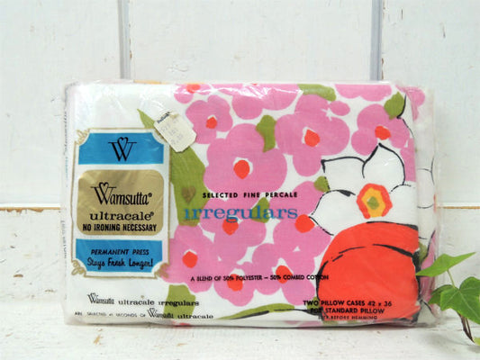 Wamsutta カラフル 花柄 デッドストック ヴィンテージ ピローケース 枕カバー (2枚入り)