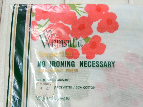 【Wamsutta】3色の花柄・デッドストック・ヴィンテージ・ピロケース/枕カバー(2枚入り)USA