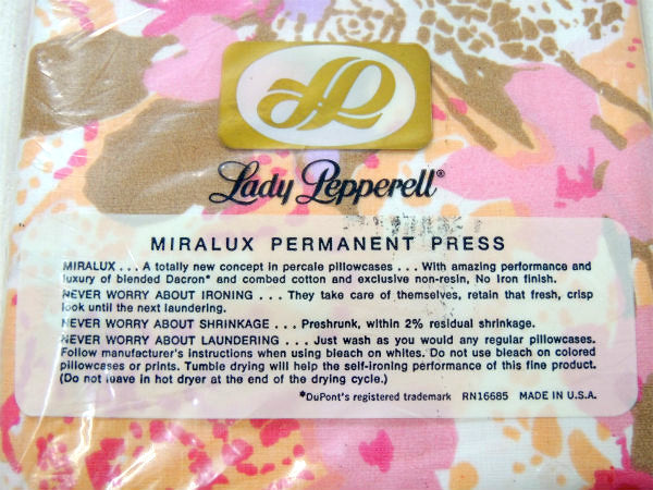 【Lady Pepperell】花柄・デッドストック・ヴィンテージ・ピロケース/枕カバー(2枚入り)