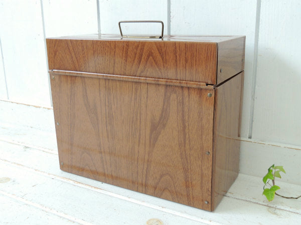 【PORTA FILE】レトロ・ウッド柄・ティン製・ヴィンテージ・ファイルケース・書類ケース USA