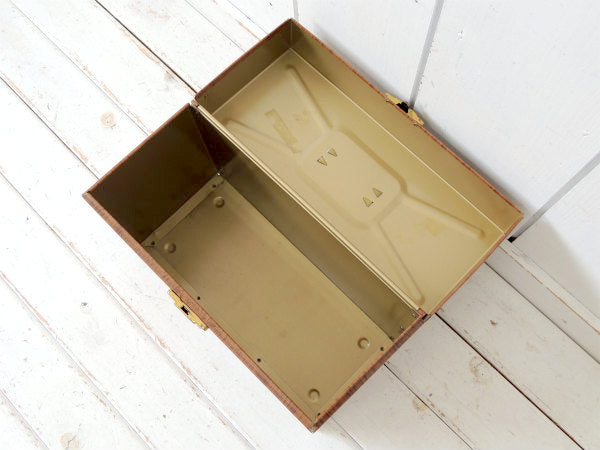 【PORTA FILE】レトロ・ウッド柄・ティン製・ヴィンテージ・ファイルケース・書類ケース USA