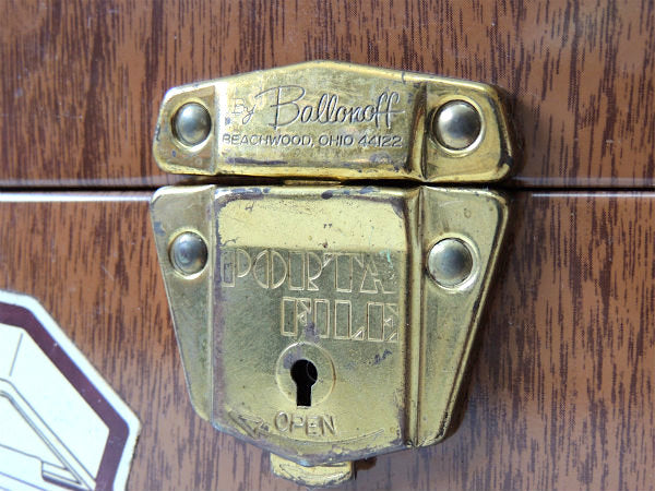 【PORTA FILE】レトロ・ウッド柄・ティン製・ヴィンテージ・ファイルケース・書類ケース USA