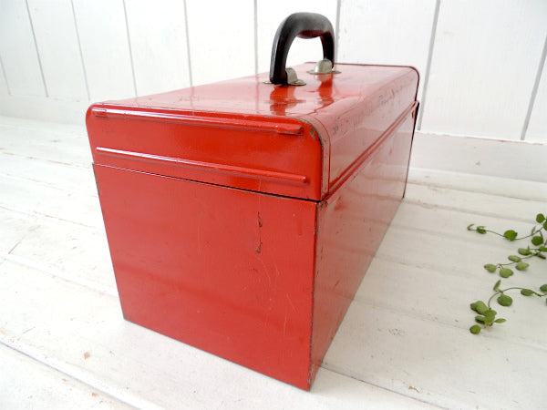 【Waterloo・赤色】メタル製・ヴィンテージ・ツールボックス・工具箱・工業系