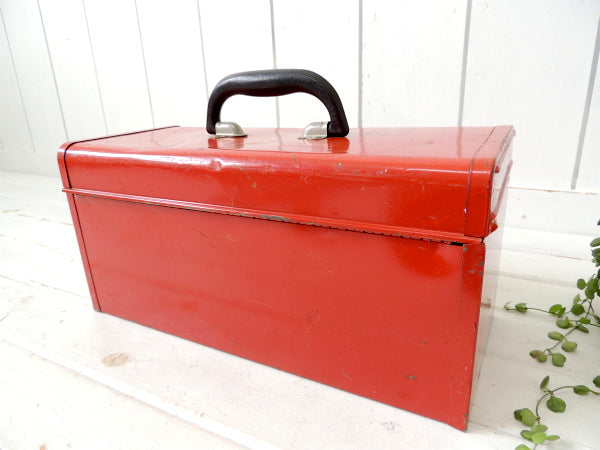【Waterloo・赤色】メタル製・ヴィンテージ・ツールボックス・工具箱・工業系