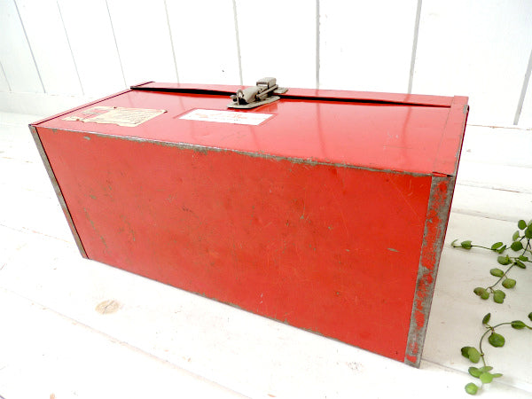 【Waterloo・赤色】メタル製・ヴィンテージ・ツールボックス・工具箱・工業系