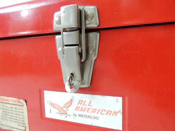 【Waterloo・赤色】メタル製・ヴィンテージ・ツールボックス・工具箱・工業系