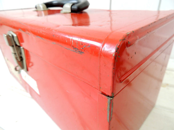 【Waterloo・赤色】メタル製・ヴィンテージ・ツールボックス・工具箱・工業系