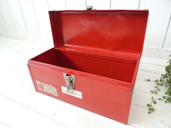 【Waterloo・赤色】メタル製・ヴィンテージ・ツールボックス・工具箱・工業系
