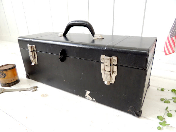 【ブラック×レッド・2段式】ヴィンテージ・ツールボックス・工具箱・ガレージ・工業系
