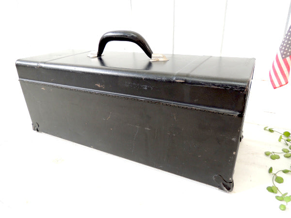 【ブラック×レッド・2段式】ヴィンテージ・ツールボックス・工具箱・ガレージ・工業系