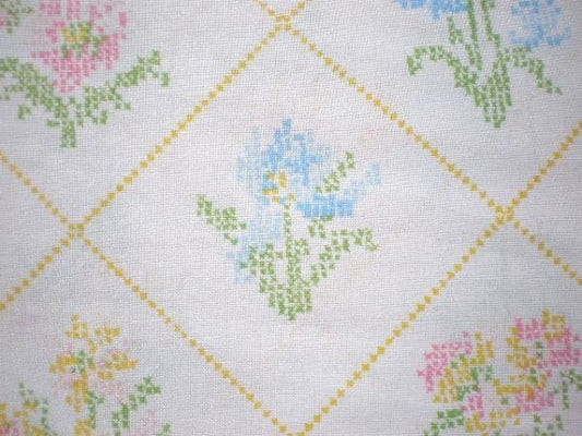 花柄　プチポワン柄・ヴィンテージ・ユーズドシーツ(1/2)　USA