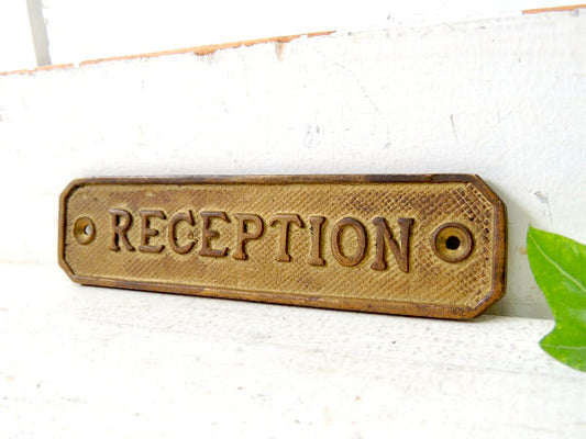 【RECEPTION/船内プレート/真鍮製】アンティーク・サインプレート・看板・USA