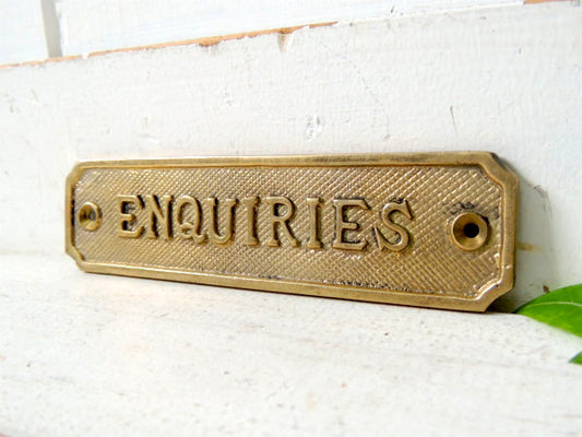 【ENQUIRIES/船内プレート/真鍮製】アンティーク・サインプレート・看板・USA