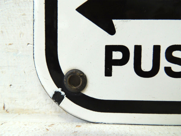 【TO CROSS←PUSH BUTTON】道路標識・ホーロー製・ヴィンテージ・サイン/看板