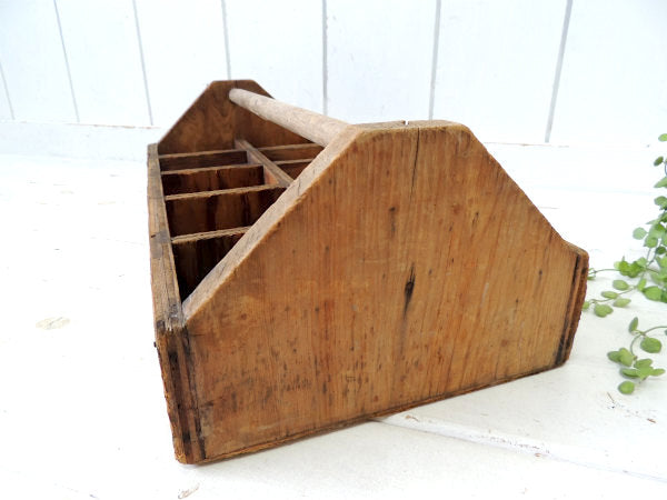 USA・木製・仕切り付き・アンティーク・ツールボックス・キャリーケース・木箱・工具箱