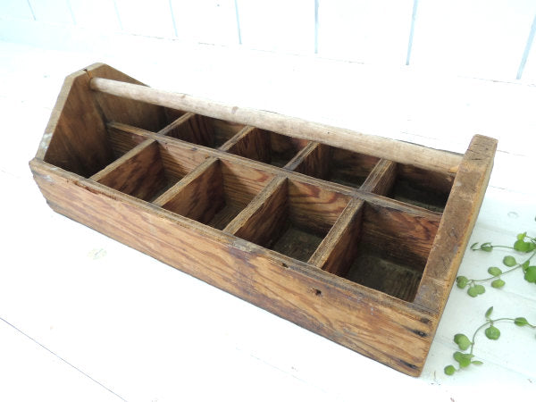 USA・木製・仕切り付き・アンティーク・ツールボックス・キャリーケース・木箱・工具箱