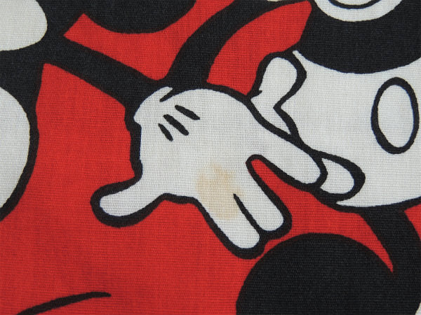 【ミッキーマウス】ディズニー・ミッキーマウスの総柄・ヴィンテージ・カーテン生地 USA