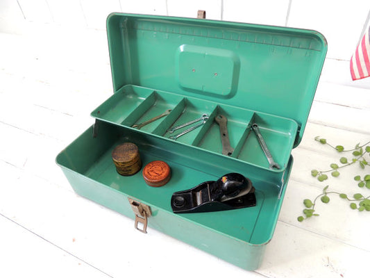 【LIBERTY・NY】メジャー付き・2段式・ビンテージ・タックルボックス・ツールボックス/工具箱