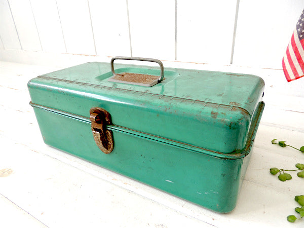 【LIBERTY・NY】メジャー付き・2段式・ビンテージ・タックルボックス・ツールボックス/工具箱